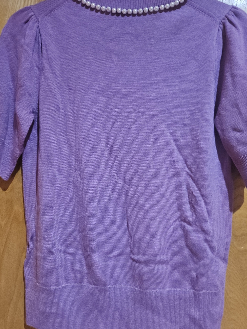 kate spade lavender crewneck sweater with pearl neckline - Picture 4 of 5